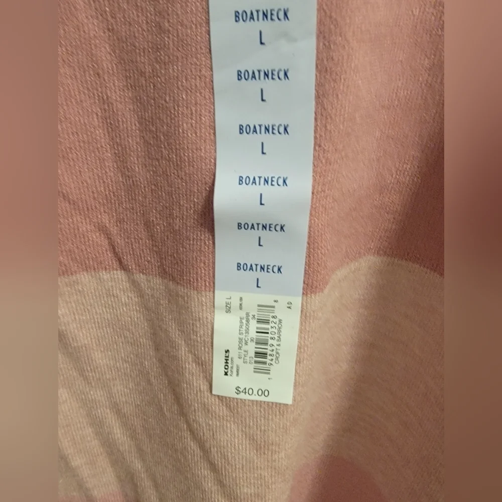 NWT - Croft & Barrow Pink colorblock boatneck 3/4 sleeve sweater - Size L - Picture 4 of 6